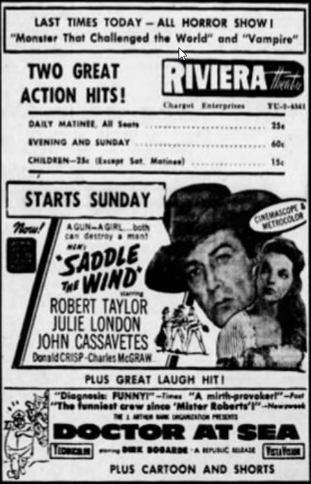 Riviera Theatre - June 14 1958 Ad (newer photo)